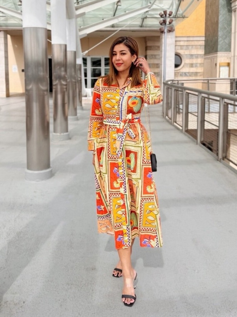 ZARA ZW COLLECTION PRINTED SHIRT DRESS